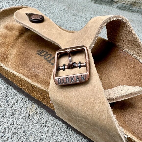 BIRKENSTOCK Gizeh Oiled Leather Sandals 36 5-5.5 Tan Shoes Flip Flops Slides - Picture 9 of 11